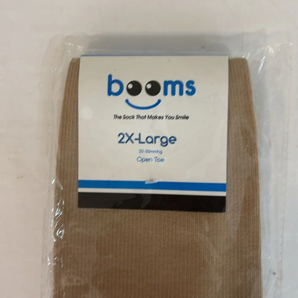 Booms  20-30 MmHg  Open toe Unisex Compression Socks 2XL Nude NWT
